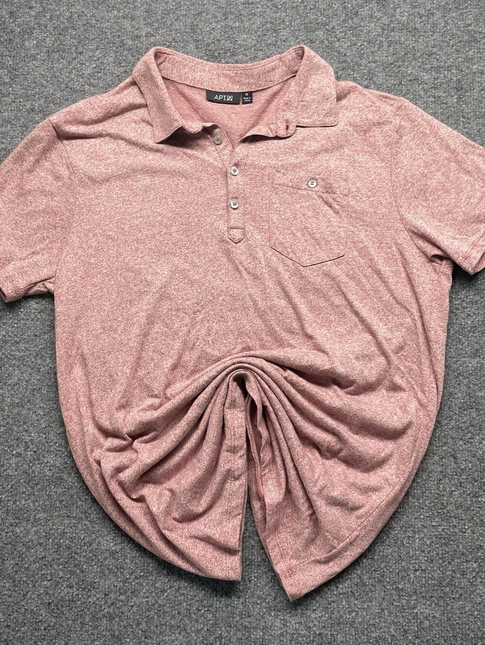 APT. 9 Men’s M Polo Shirt Red Heather Short Sleeve Pocket 51% Cotton 49% Poly